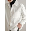 白色衬衫高级感女秋冬方口袋长袖宽松加厚保暖斜纹磨毛上衣衣