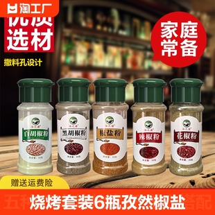 烧烤调料组合黑胡椒粉孜然粉味椒盐辣椒粉烤肉蘸料撒料商用家用