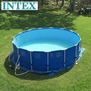INTEX超大型别墅圆形支架游泳池成人简易洗澡加高加厚儿童戏水池