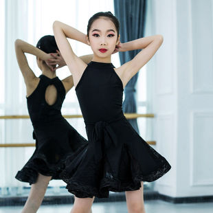 儿童拉丁舞裙夏女孩练功舞蹈服装标准专业考级少儿演出比赛服