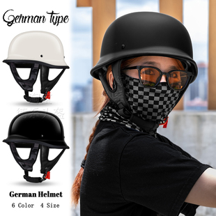 德国二战复古钢盔复古摩托车，半盔头盔适用于夏季骑行瓢盔电动机车