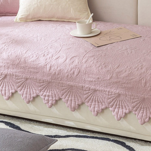 纯棉沙发垫四季防滑通用布艺简约套罩粉色田园简约夏季2023年