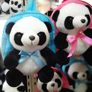 彩色糖果色熊猫包幼儿(包幼儿，)双肩背包儿童小书包，宝宝毛绒玩偶卡通包礼物(包礼物)