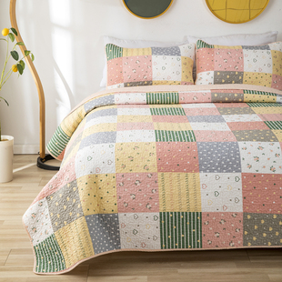两面纯棉床盖单件斜纹绗缝被，三件套宿舍单人床，榻榻米衍缝夹棉床单