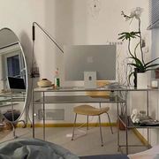 ins现代简约不锈钢玻璃，书桌个性创意，办公桌极简设计轻奢电脑桌子