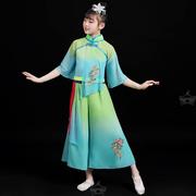 儿童古典舞服装演出服女少儿，中国舞茉莉花，表演服扇舞秧歌绿色民族