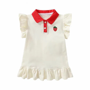 草莓娃娃，领飞袖裙fhw-3042-白色，zd70034+s0412