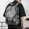 男双肩包韩版休闲潮流旅行包，背包pu皮，个性时尚大容量大学生书包