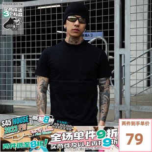 S45黑白纯色紧身弹力短袖男女基础百搭纯棉打底圆领春夏t恤内搭