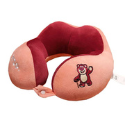 正版草莓熊u型枕护颈枕飞机，旅行头枕便携坐车用，学生颈椎枕头靠枕