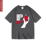 greenday绿日美国朋克乐队摇滚衣服纯棉，短半袖t恤女男中性款夏季