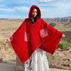 披肩连帽斗篷女秋冬加厚民族风西藏尼泊尔旅游围巾，两用秋季外搭