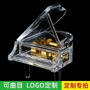 透明三角钢琴八音盒水晶，生日亚克力装饰音乐盒，摆件曲目可定制