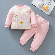 婴儿秋冬季加厚套装纯棉，保暖男女宝宝棉衣，两件套新生儿衣服和尚服