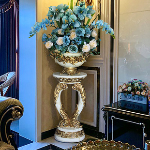 欧式落地大花瓶，仿真花艺套装客厅装饰摆件，美式家居饰品插花摆设
