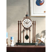 钟表座钟摆件客厅美式创意时尚，台式复古时钟大号家用个性坐钟