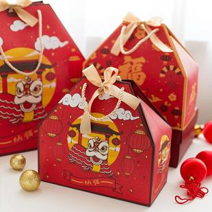 新年袋红色包装袋年货盒手提纸袋2024福袋年会创意礼物袋