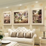 简欧客厅沙发背景墙装饰画三联画现代餐厅挂画欧式美式壁画风景画