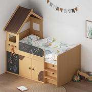 安兰图北欧小户型多功能组合床儿童半高，床床柜一体男孩女孩带书桌