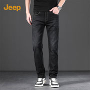 Jeep吉普牛仔裤男款2024夏季修身裤子男美式复古黑色男士长裤