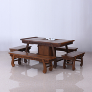 红木家具鸡翅木茶桌中式实木茶桌椅组合茶艺桌仿古泡茶桌功夫茶台