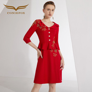创意狐小洋装名媛高端礼服裙红色，小礼裙新娘，回门服宴会气质连衣裙