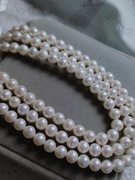 天然淡水珍珠项链7mm白色近圆小黑裙搭配设计高级感简约名媛风女