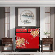 扬州漆器厂新中式手绘双门装饰柜，玄关鞋柜储物收纳边角柜简约现代