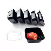 食品级PP一次性饭盒打包盒正方形餐盒黑底便当盒