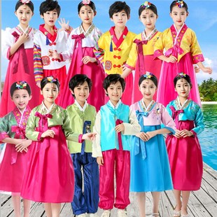 时尚儿童朝鲜族服男女童郎表演服民族风改良韩服大长今舞蹈服