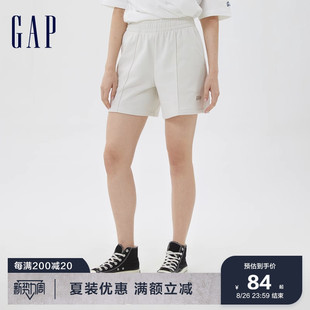 Gap女装夏季LOGO高腰法式圈织软卫裤590993户外休闲运动短裤