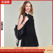 HAVVA2024夏季连衣裙女气质短款裙子法式无袖小黑裙Q81490