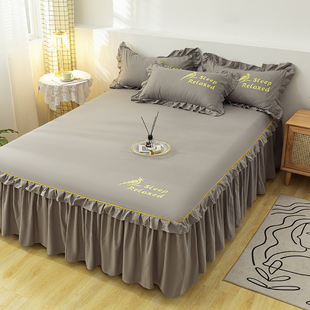 床裙式床罩单件防尘保护套1.5m1.8米，2床笠床单，防滑床套罩全棉纯棉