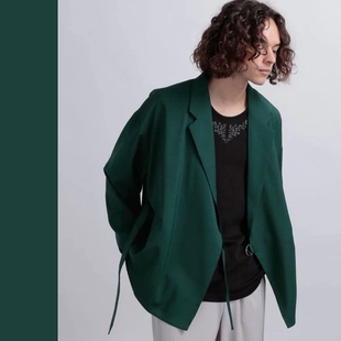 22秋季日本极简风设计感环扣系带西装领衬衫，薄长袖外套男女款