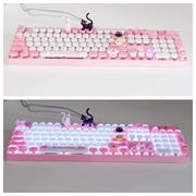 手工美少女战士机械键盘，87青轴104红黑茶轴白光游戏办公有线粉色