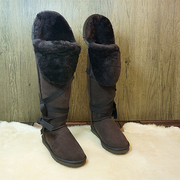 高筒靴冬季真皮羊毛一体雪地靴，交叉绑带高筒女靴防滑底30-21