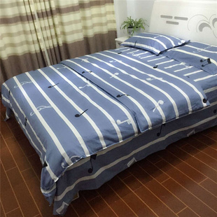 高档纯棉100%斜纹三四件套床单床笠式活性被套全棉简约单双人床上