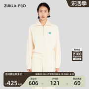 ZUKKA PRO卓卡秋冬女士白色宽松休闲刺绣拉链翻领长袖卫衣