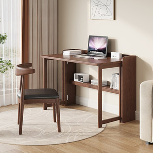 实木折叠书桌家用简约电脑桌，卧室可伸缩学习书房，简易小桌子写字桌