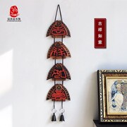 中式复古门上装饰品挂件铃铛鱼小饰品室内墙上过道古典实木壁饰