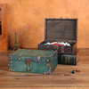 复古木质带锁桌面收纳盒长方形整理证件，密码木盒子，家用杂物小木箱