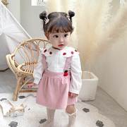 idea婴儿女童春装背带连衣裙套装韩版宝宝公主裙两件套秋9739
