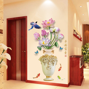 中国风花瓶3d立体墙贴画，客厅背景墙壁纸墙纸自粘卧室装饰墙面贴纸