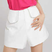 墨系列夏季白色时尚气质短款纯色休闲短裤女131三标齐全