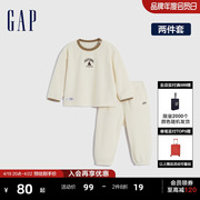 gap男幼童冬季logo摇粒绒睡衣，睡裤儿童运动套装柔软家居服890128