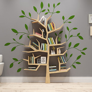 实木树形书架装饰置物架儿童树杈墙上壁挂隔板创意书柜落地展示架