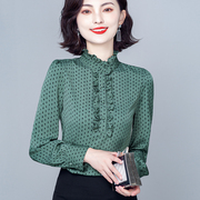 加绒打底衫2025新款秋冬上衣服中年妈妈长袖雪纺衬衫女士洋气小衫