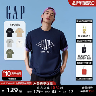 gap男女装夏季2024logo纯棉百搭短袖，t恤圆领休闲上衣884791