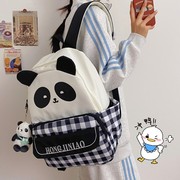 可爱熊猫书包初中女生高颜值小众设计小学生中学生韩版双肩背包女