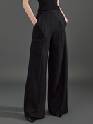 安娜杨家 支持DINT韩国OL通勤羊毛黑色高腰长裤P9065
